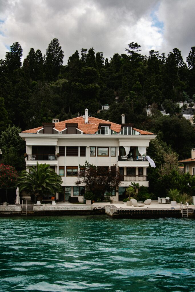 Beautiful luxury home with swimming pool by the Bosphorus in Istanbul, Turkey.